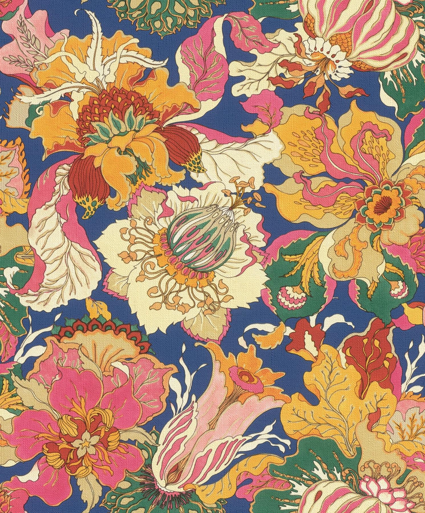 Odisha Pink and Orange Jacobean Floral Peelable Wallpaper