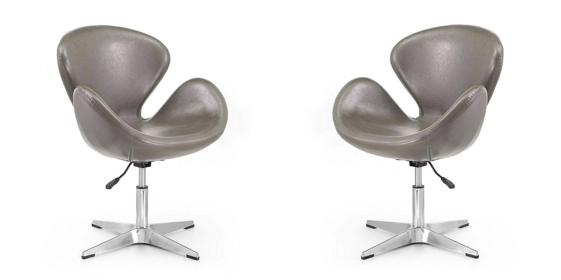Set of 2 Raspberry Faux Leather Adjustable Swivel Chairs Pebble - Manhattan Comfort