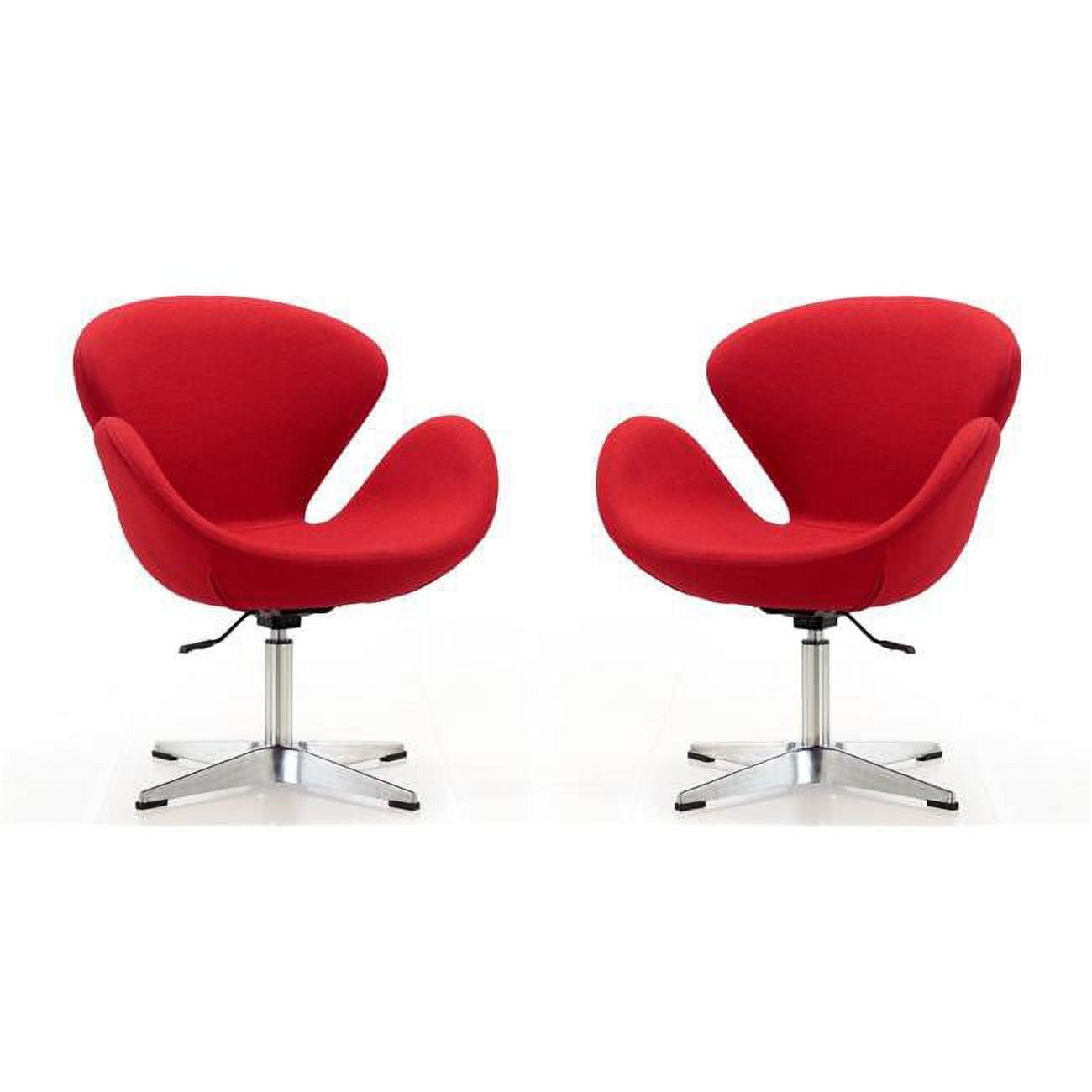 Set of 2 Raspberry Faux Leather Adjustable Swivel Chairs - Manhattan Comfort