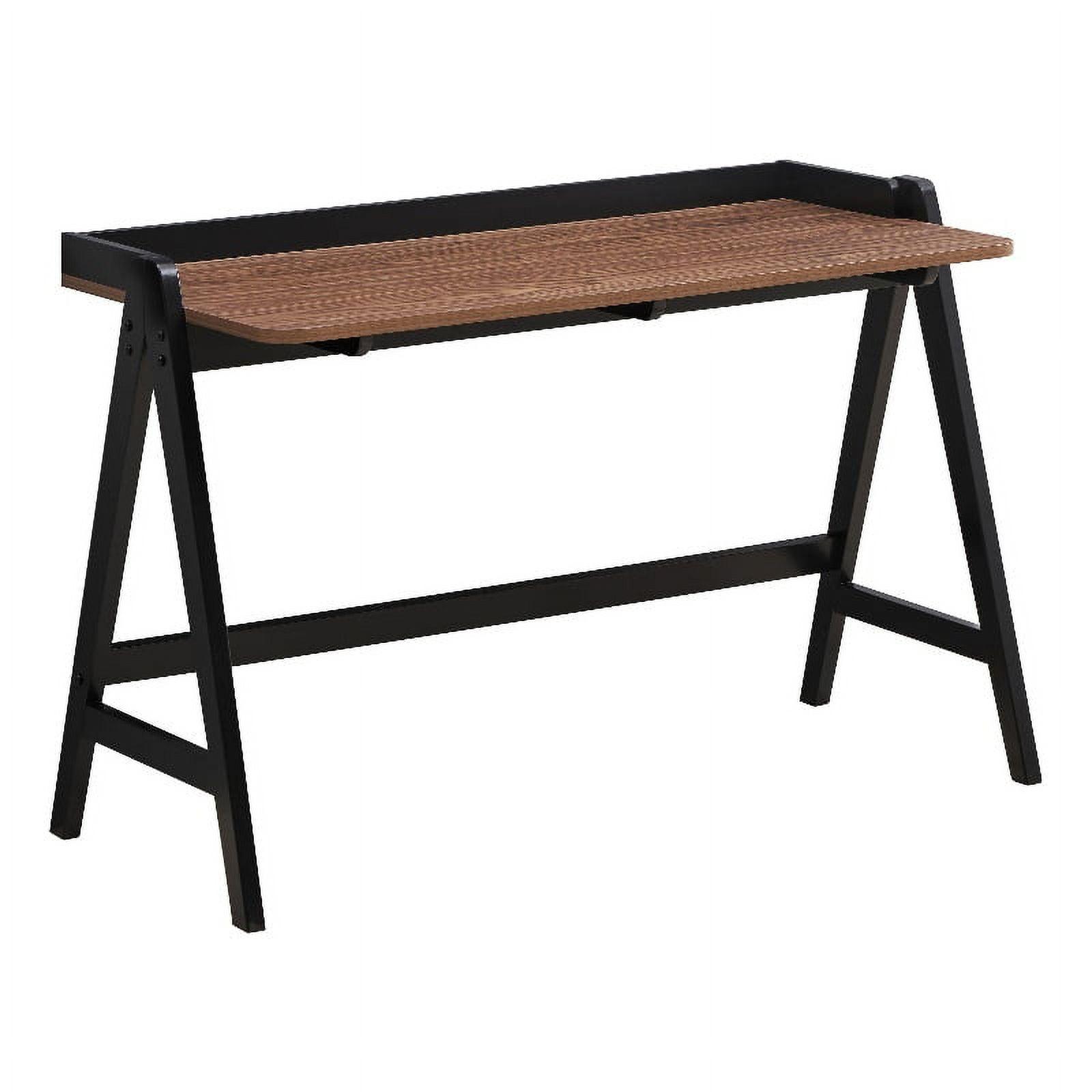 Walnut and Black A-Frame Writing Desk with USB Ports