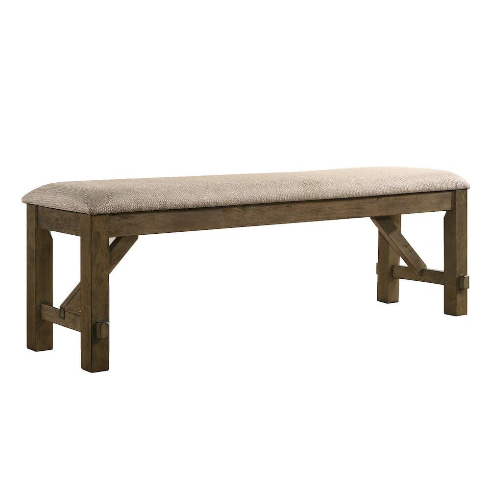 Gigi 60" Solid Wood and Upholstered Farmhouse Dining Bench