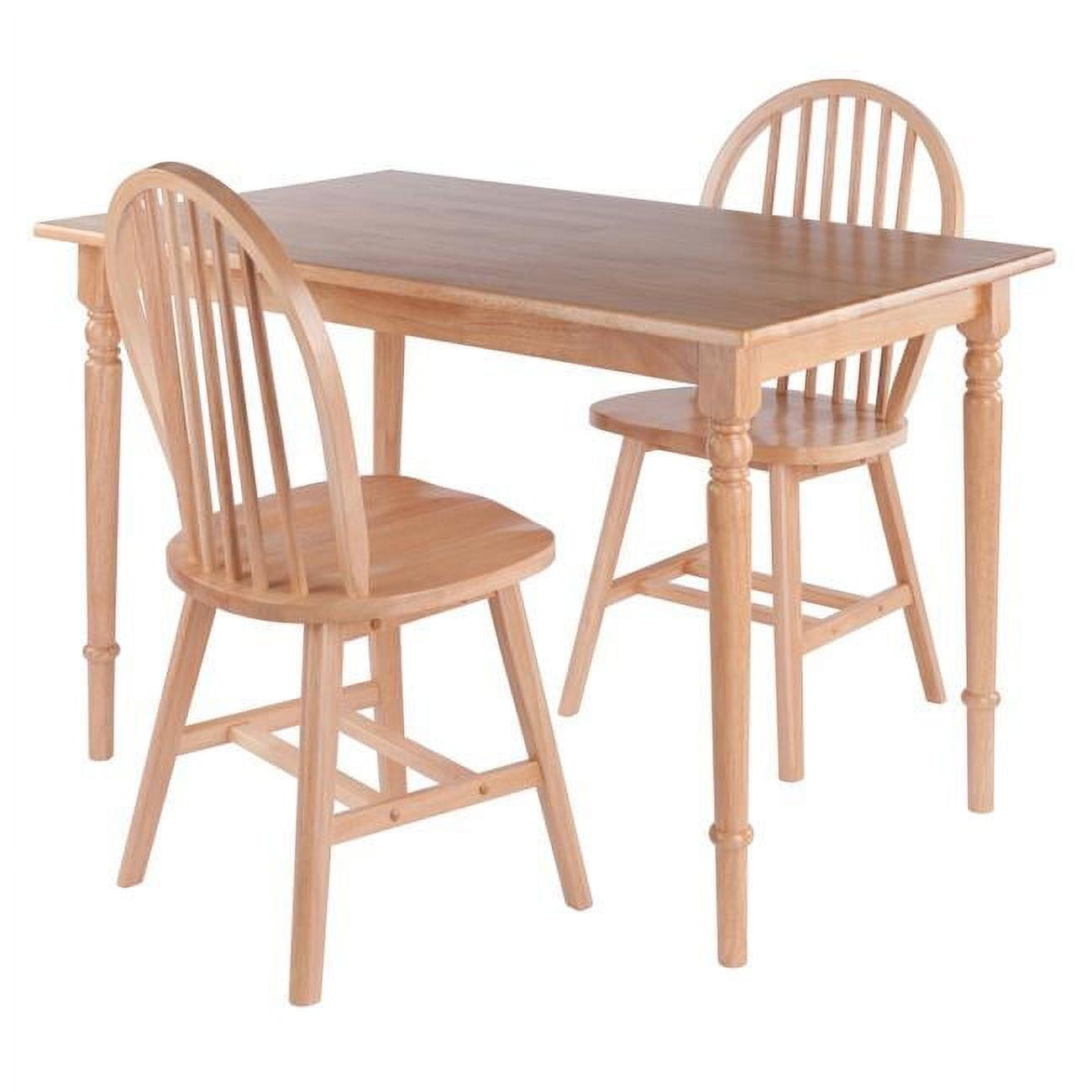 Natural Solid Wood Farmhouse Dining Set with Windsor Chairs