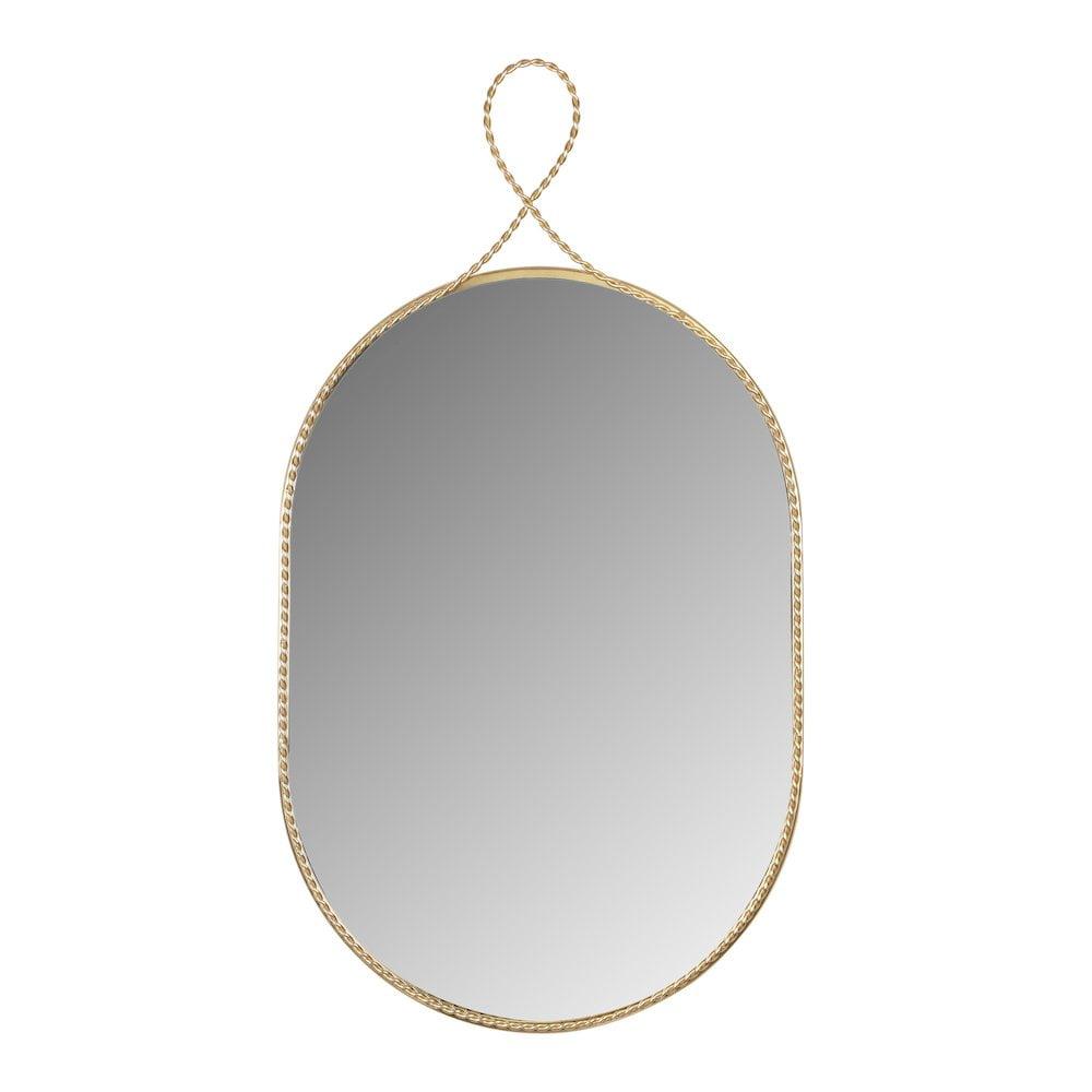 Ravina Oval Gold Braided Brass Wall Mirror