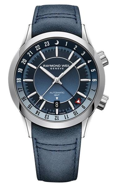 Raymond Weil Freelancer Automatic GMT Blue Dial Leather Strap Men's Watch 2761-STC-50001