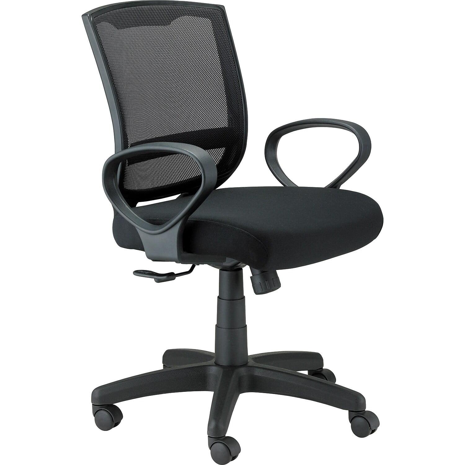 Black Mesh and Fabric Swivel Office Chair with Fixed Arms