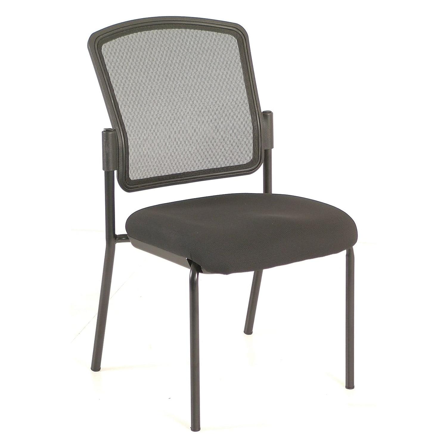 Dakota Black Mesh and Fabric Armless Stacking Chair