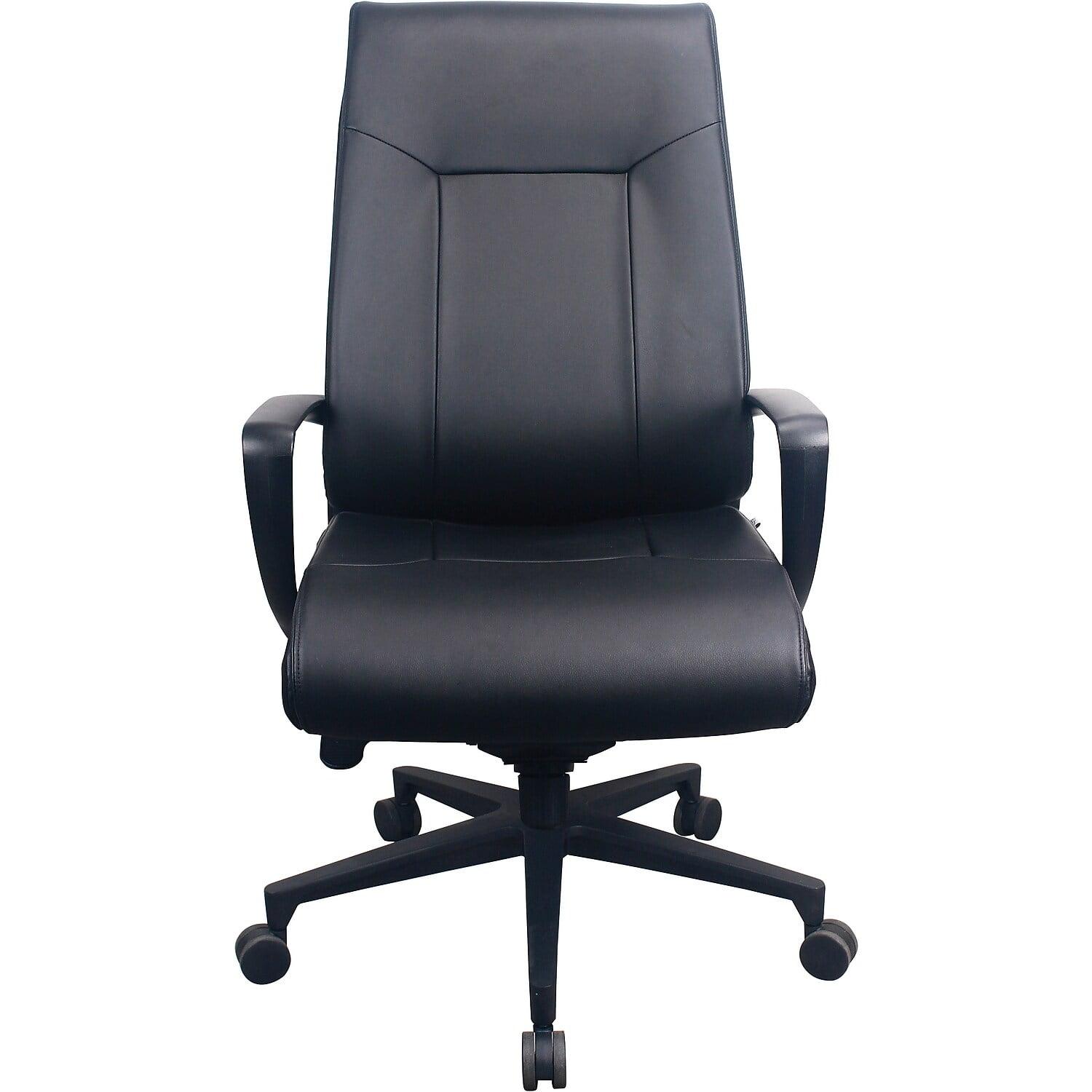 Black High-Back Leather Executive Chair with Fixed Arms