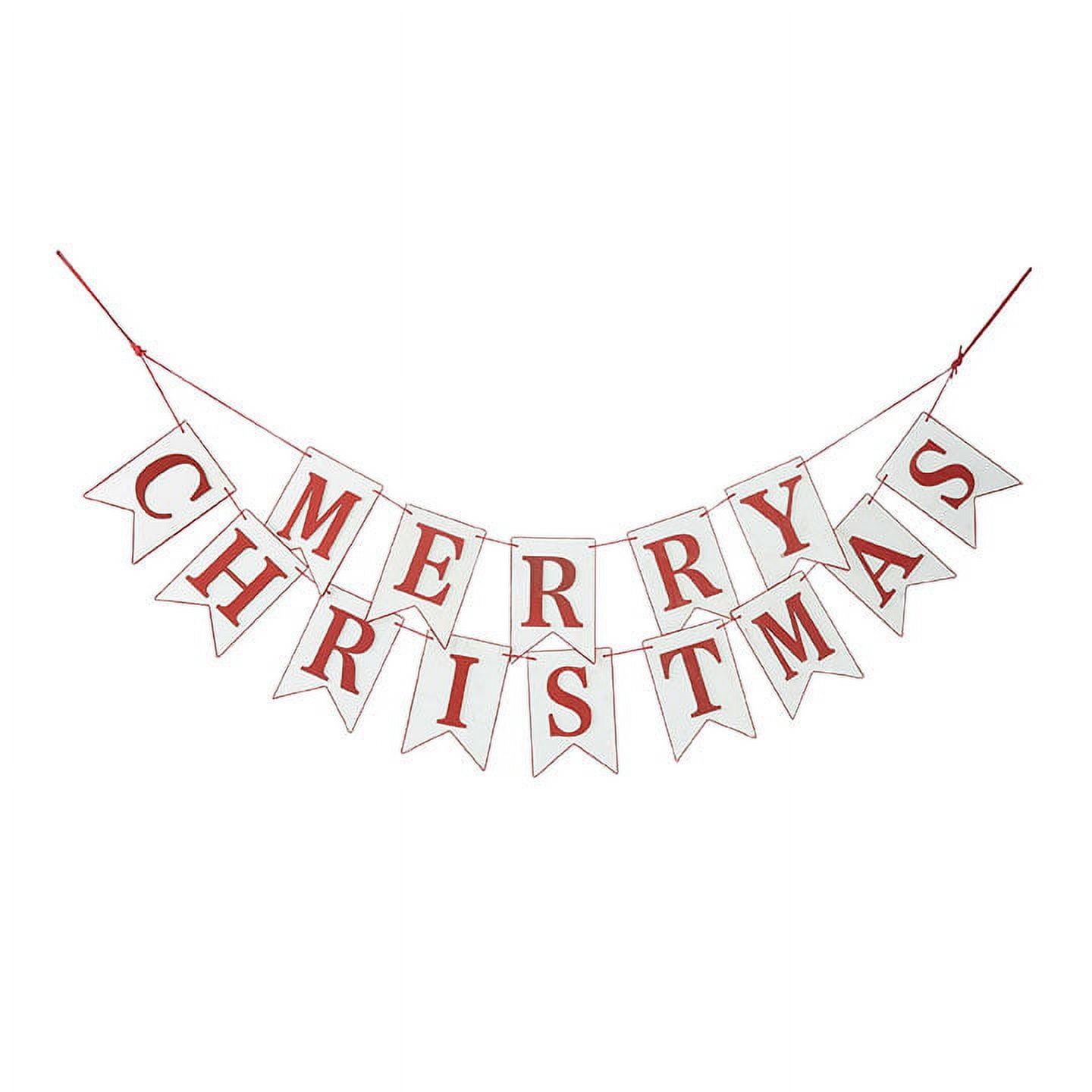 4' Countryside Merry Christmas Wooden Garland Banner - White and Red