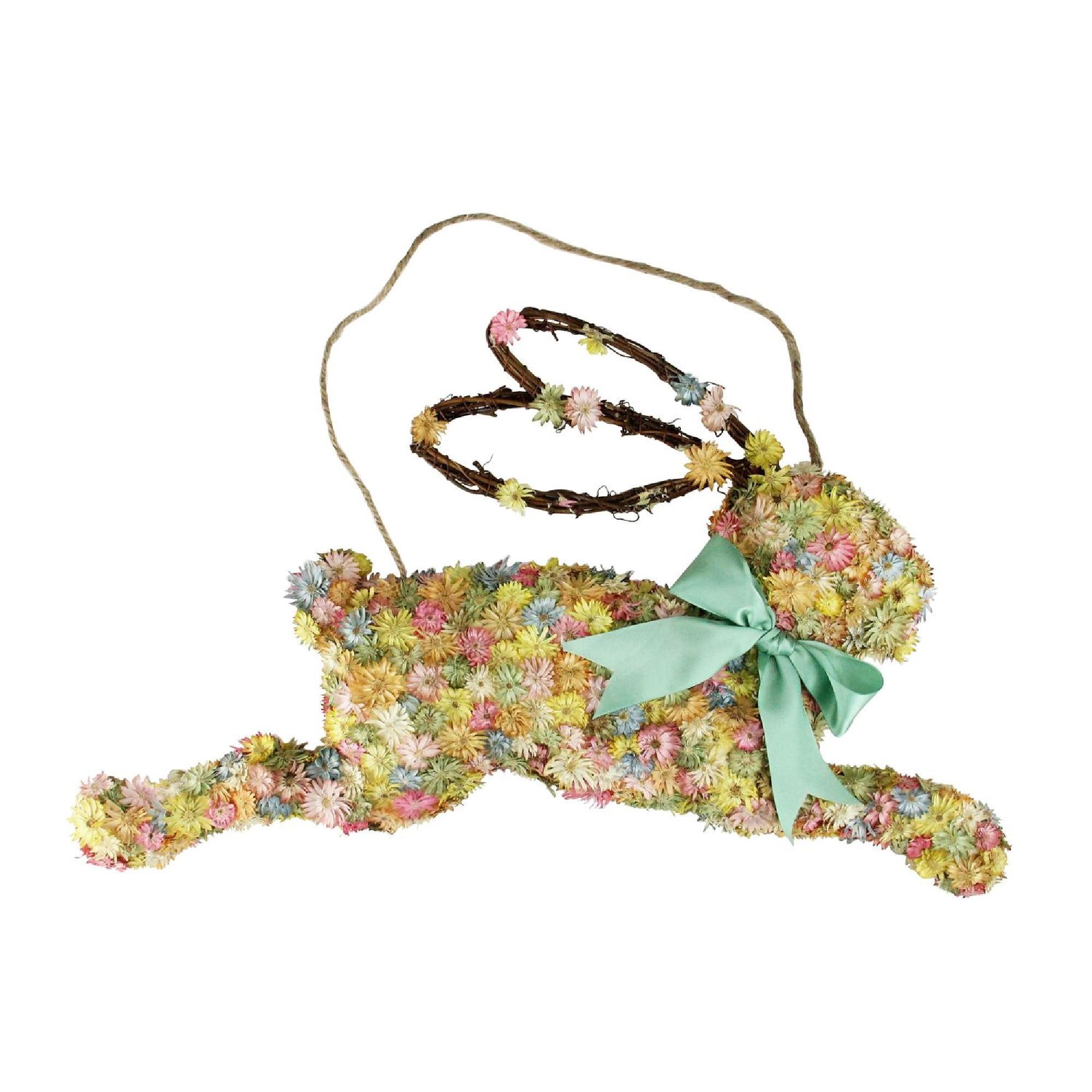 18.5'' Multicolor Floral Running Bunny Spring Door Hanger