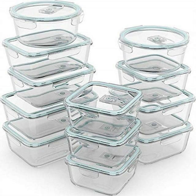 Razab 24 Pcs Glass Food Storage Containers with Lids, Bpa Free, Leakproof Meal Prep Container for Food and Vegetable Storage