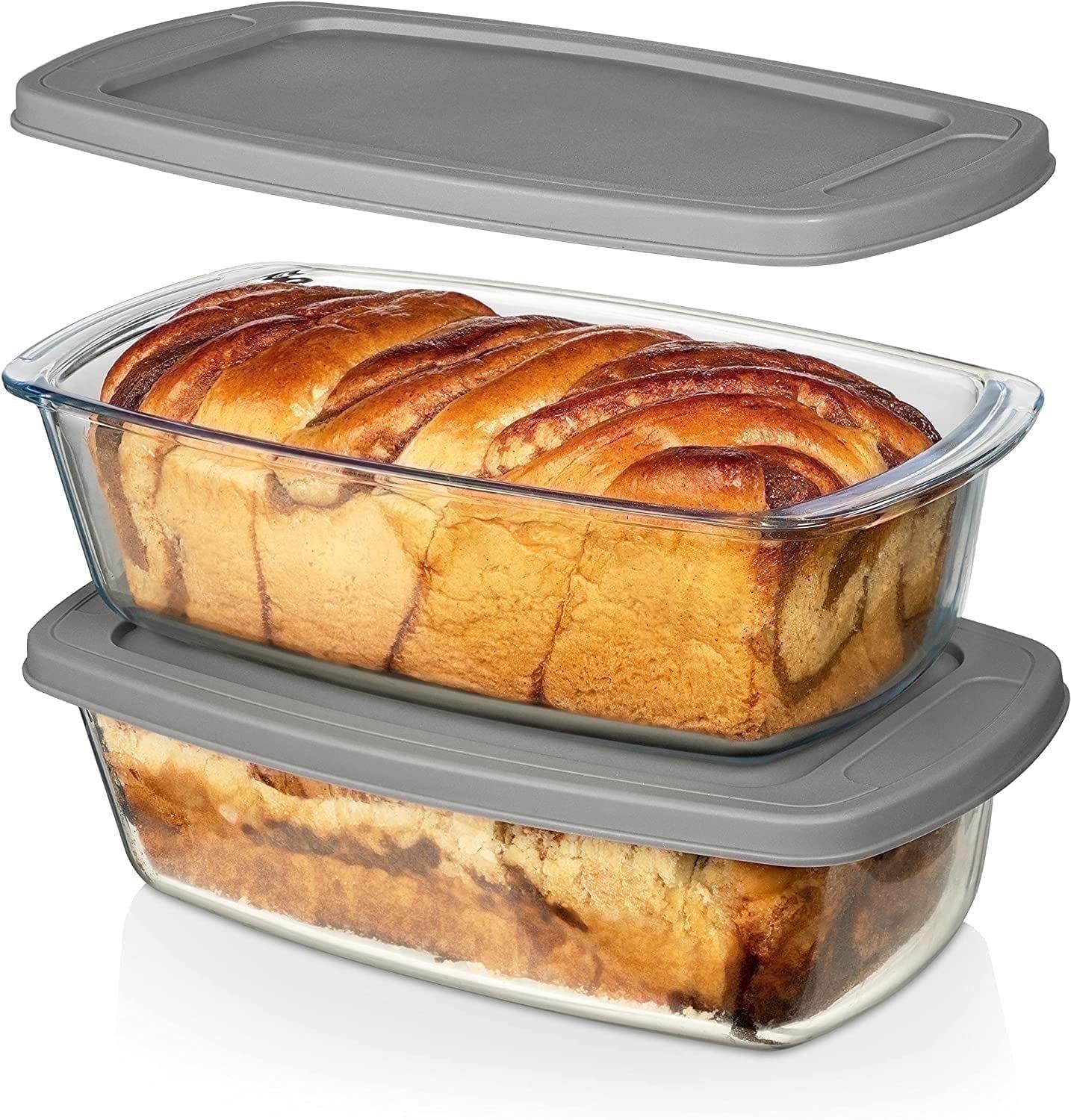 Razab 1800ml Large Glass Loaf Pans with Lids (Set of 2) 10 x 5in Bread Baking Pans, Bpa Free with Easy-Grip Handles