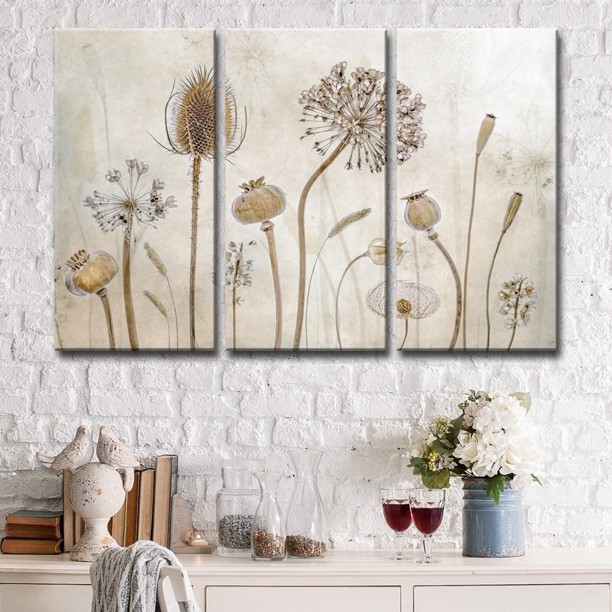 Sepia Botanical Framed Canvas Triptych Wall Art