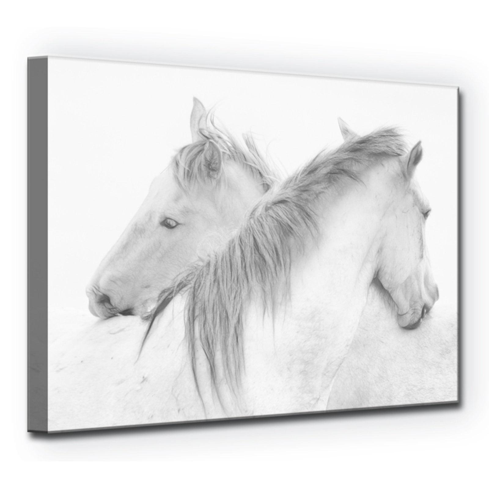 White Horses on Canvas Print Wall Art