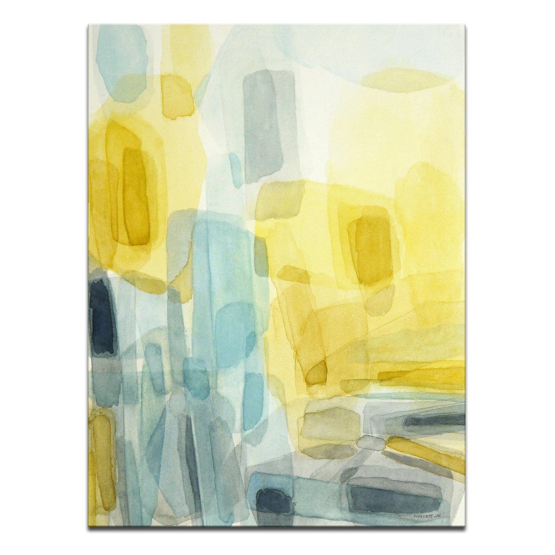 Sunshine and Rain Abstract Yellow and Blue Canvas Print