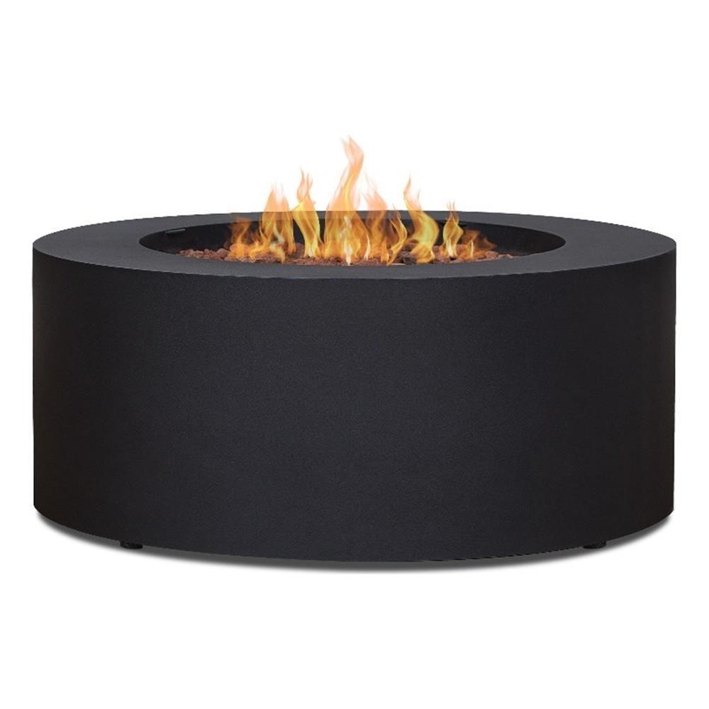 Aegean 36" Round Black Steel Gas Fire Pit Table