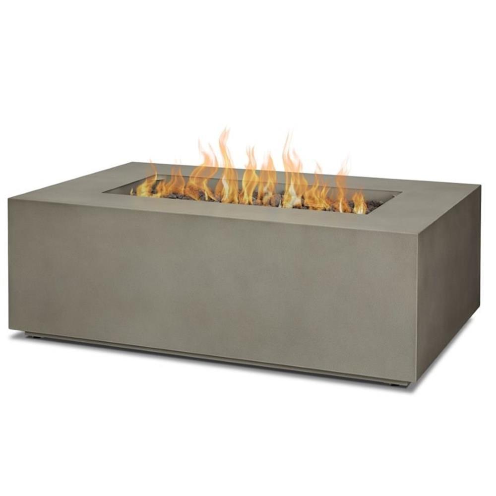 Mist Gray Rectangular Gas Fire Pit Table with Steel Frame