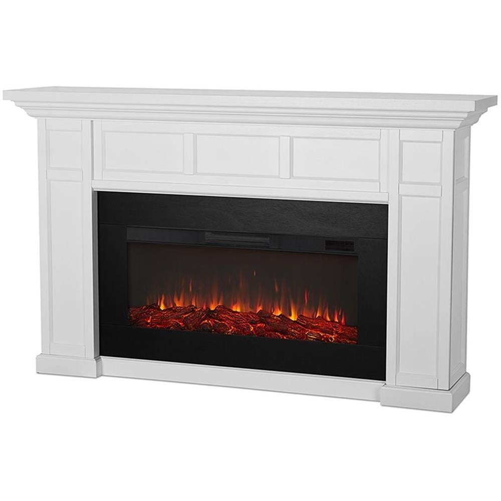 Alcott 75" White Electric Fireplace with Mantel