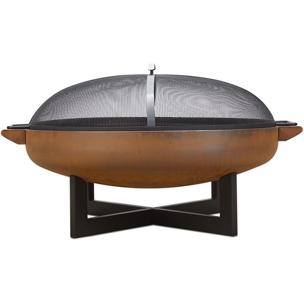 La Porte 34.5" Black and Rust Steel Wood Burning Fire Pit