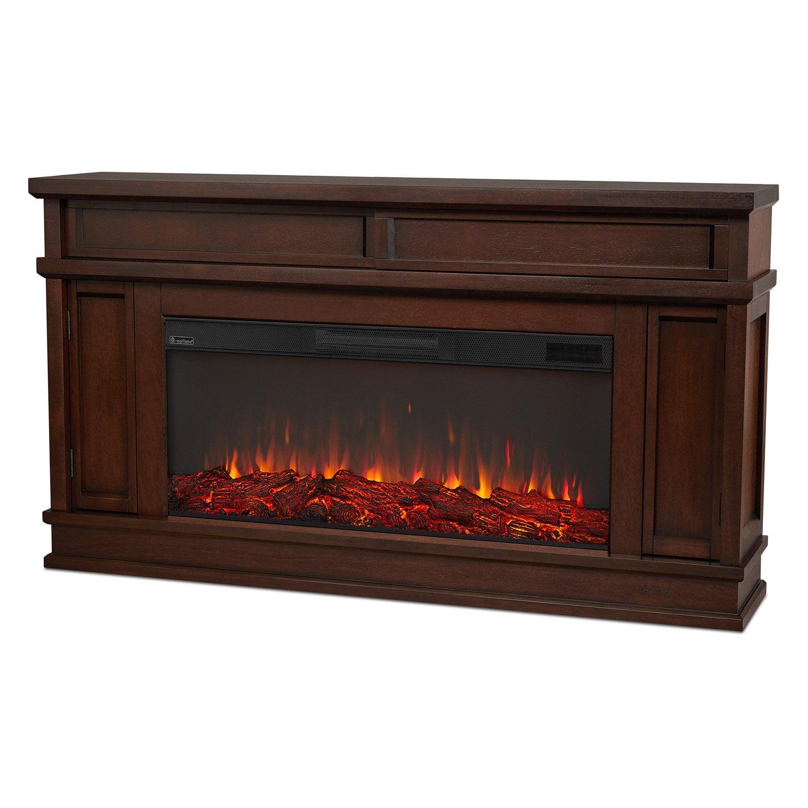 Torrey Dark Walnut 60" Infrared Electric Fireplace with Storage