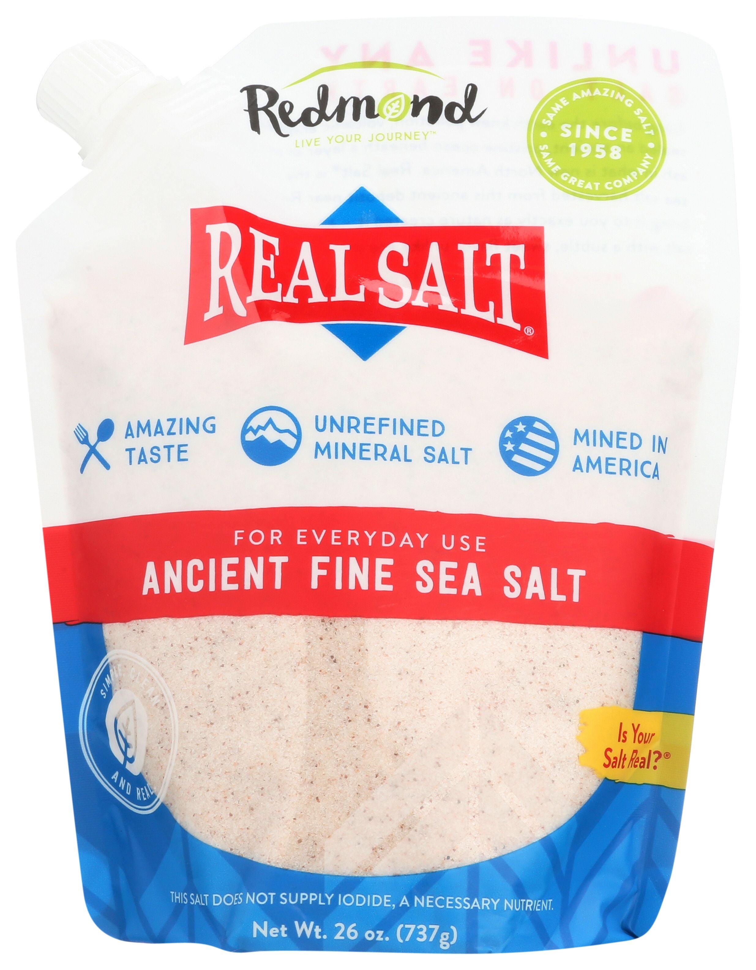 REDMOND Real Sea Salt - Natural Unrefined Gluten Free Fine, 26 Ounce Pouch (1 Pack)