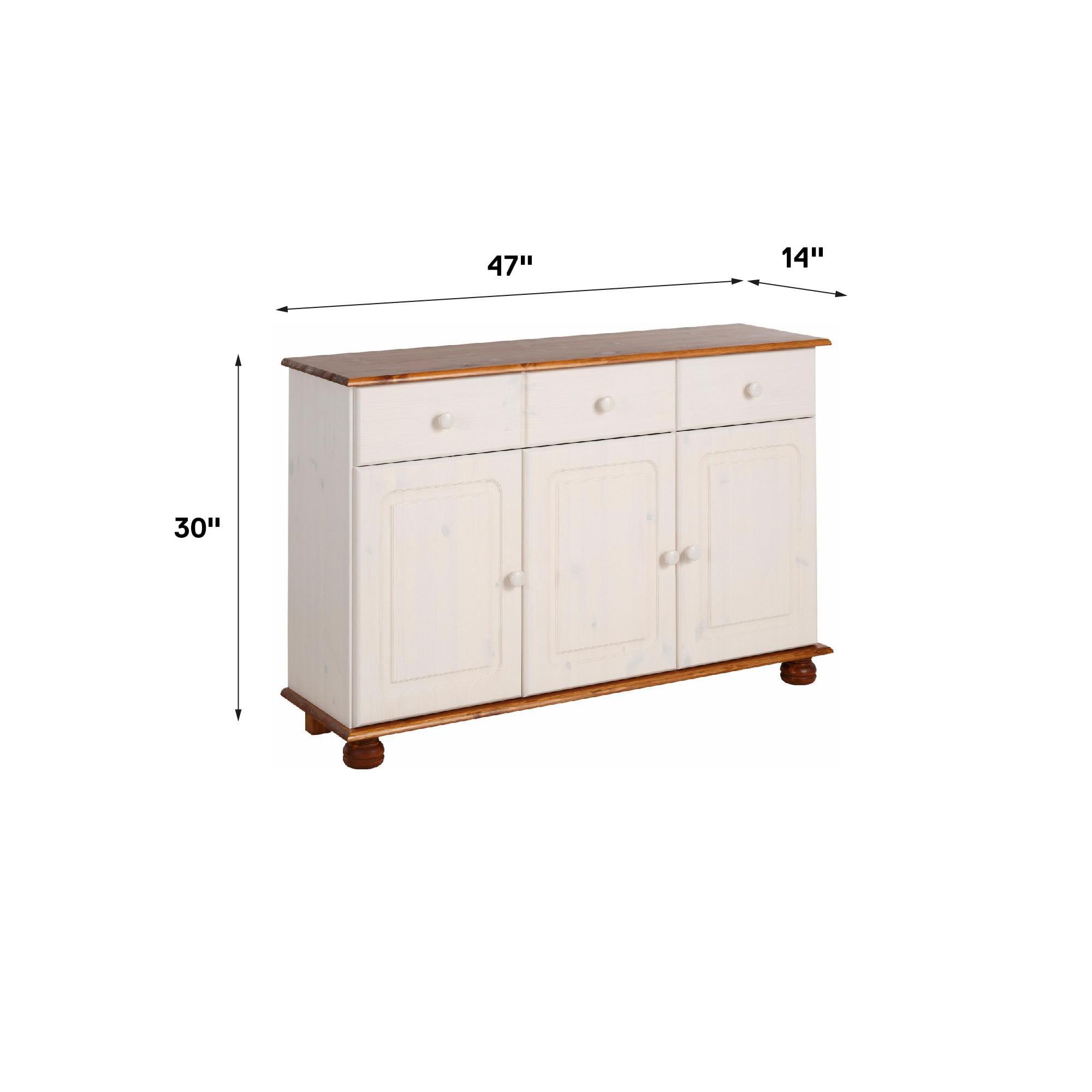 RealRooms Chester Sideboard with 3 Drawers and 2 Cabinets, White and Honey