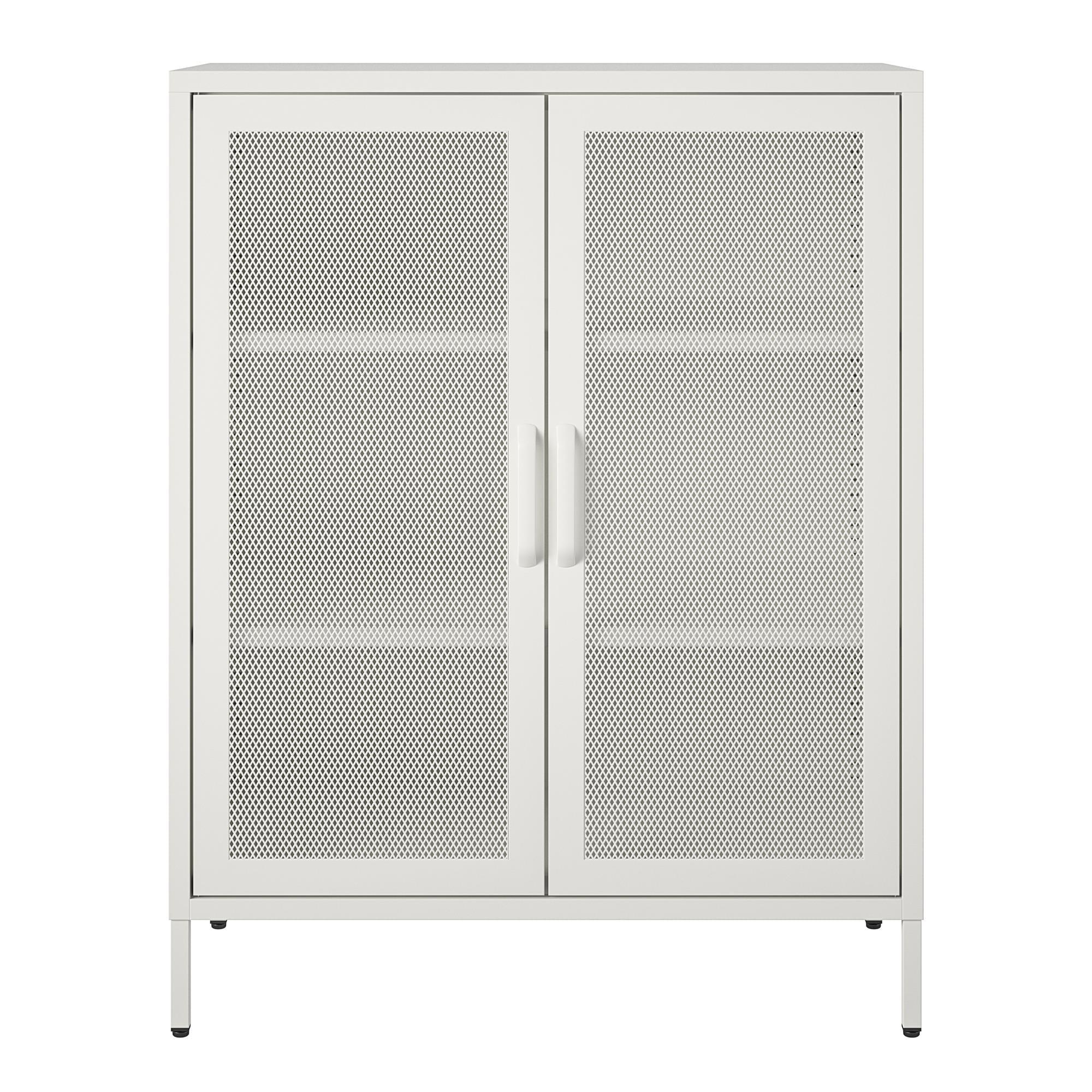 White Metal Lockable Cabinet with Adjustable Shelving