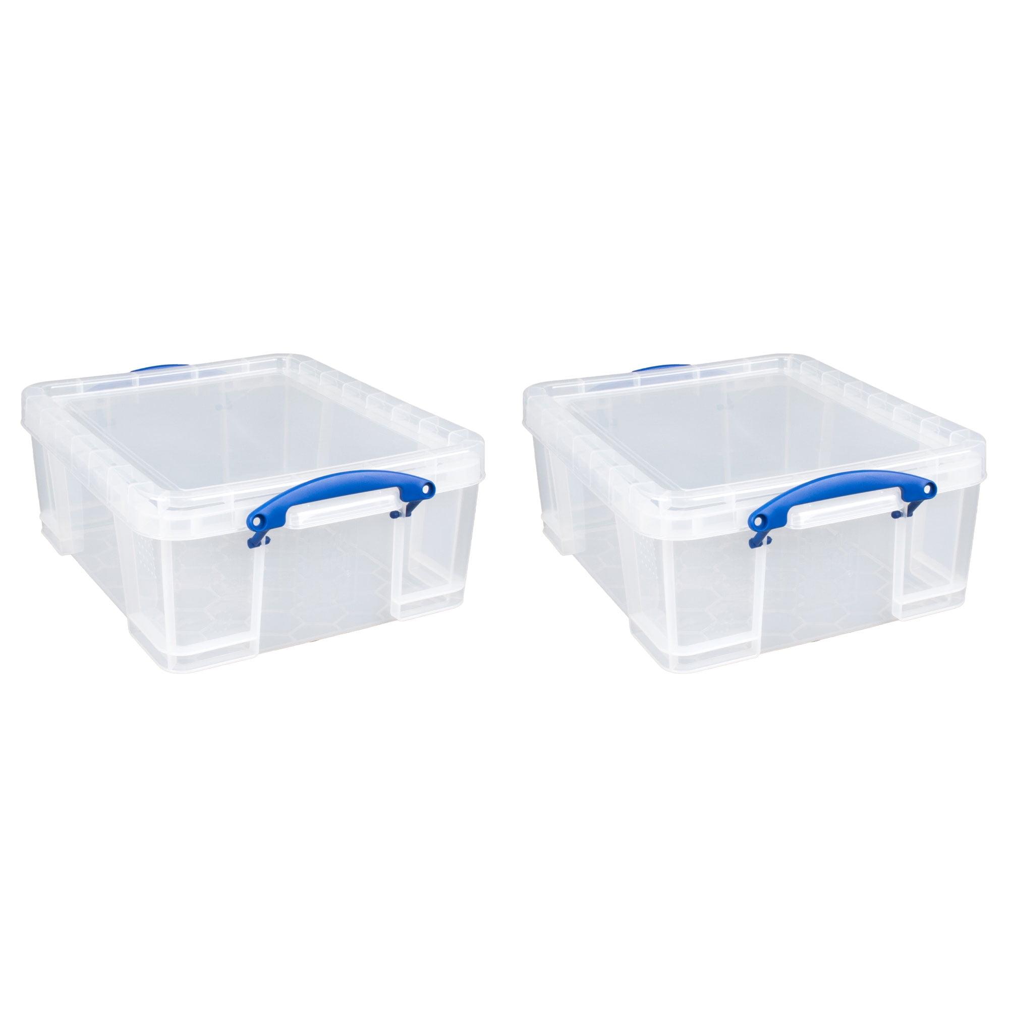 Really Useful Box 17 Liter Plastic Stackable Storage Container with Snap Lid & Built-In Clip Lock Handles for Home or Office Organization, Clear