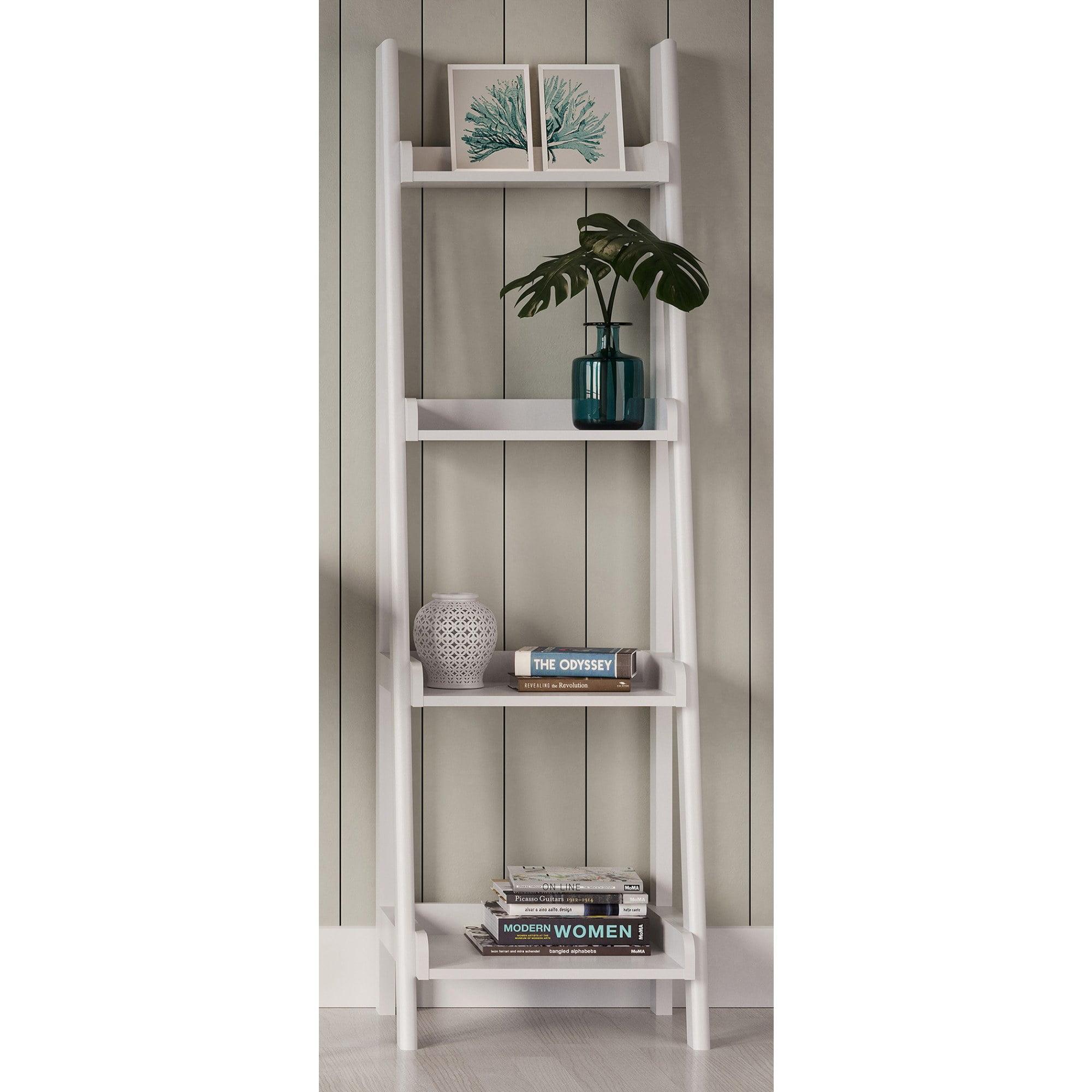 Realspace® 60"H 4-Shelf Narrow Ladder Bookcase, White