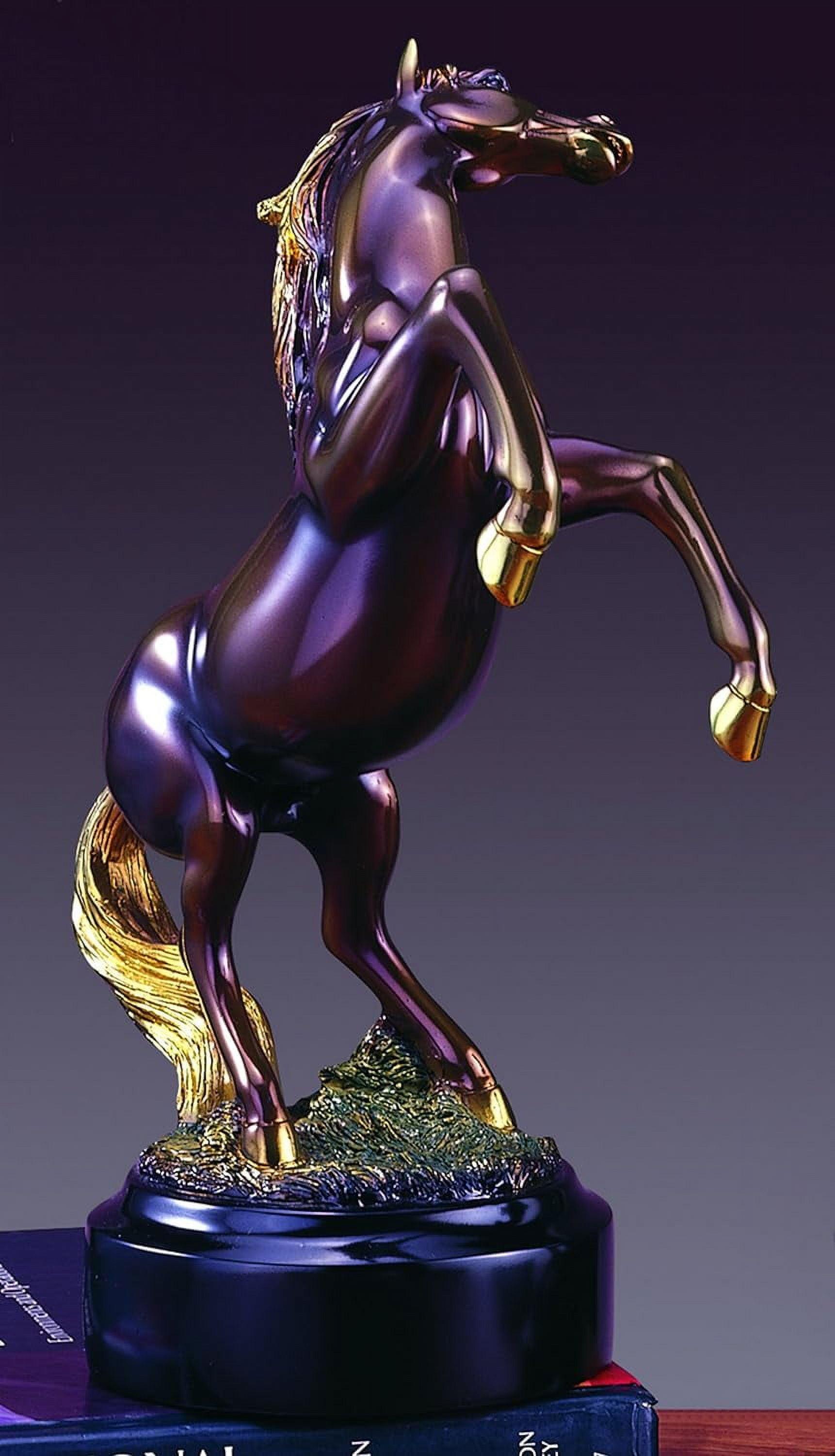 Elegant Bronze Electro-Plated Rearing Horse Statue with Gold Accents