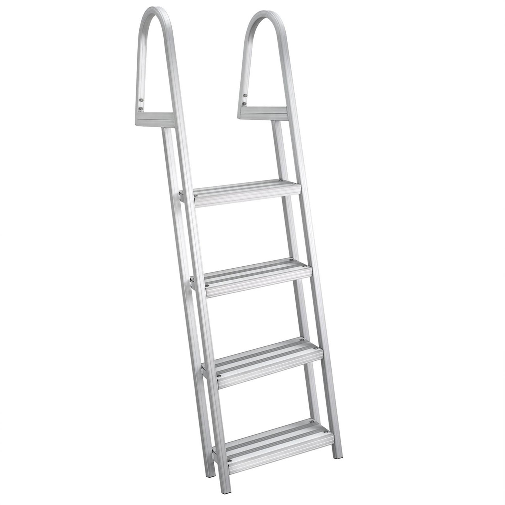 RecPro Marine Pontoon Boat Dock Heavy Duty Aluminum 4 Step Removable Boarding Ladder AL-A4…