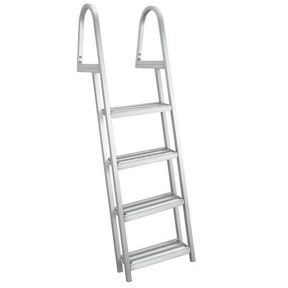 RecPro Marine Pontoon Boat Dock Heavy Duty Aluminum 4 Step Removable Boarding Ladder AL-A4…