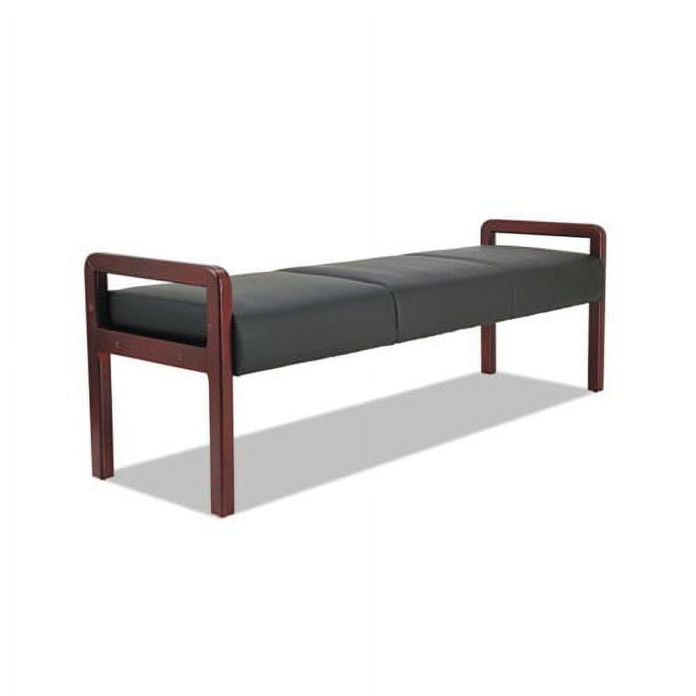 Mahogany Frame Black Leather Padded Reception Bench