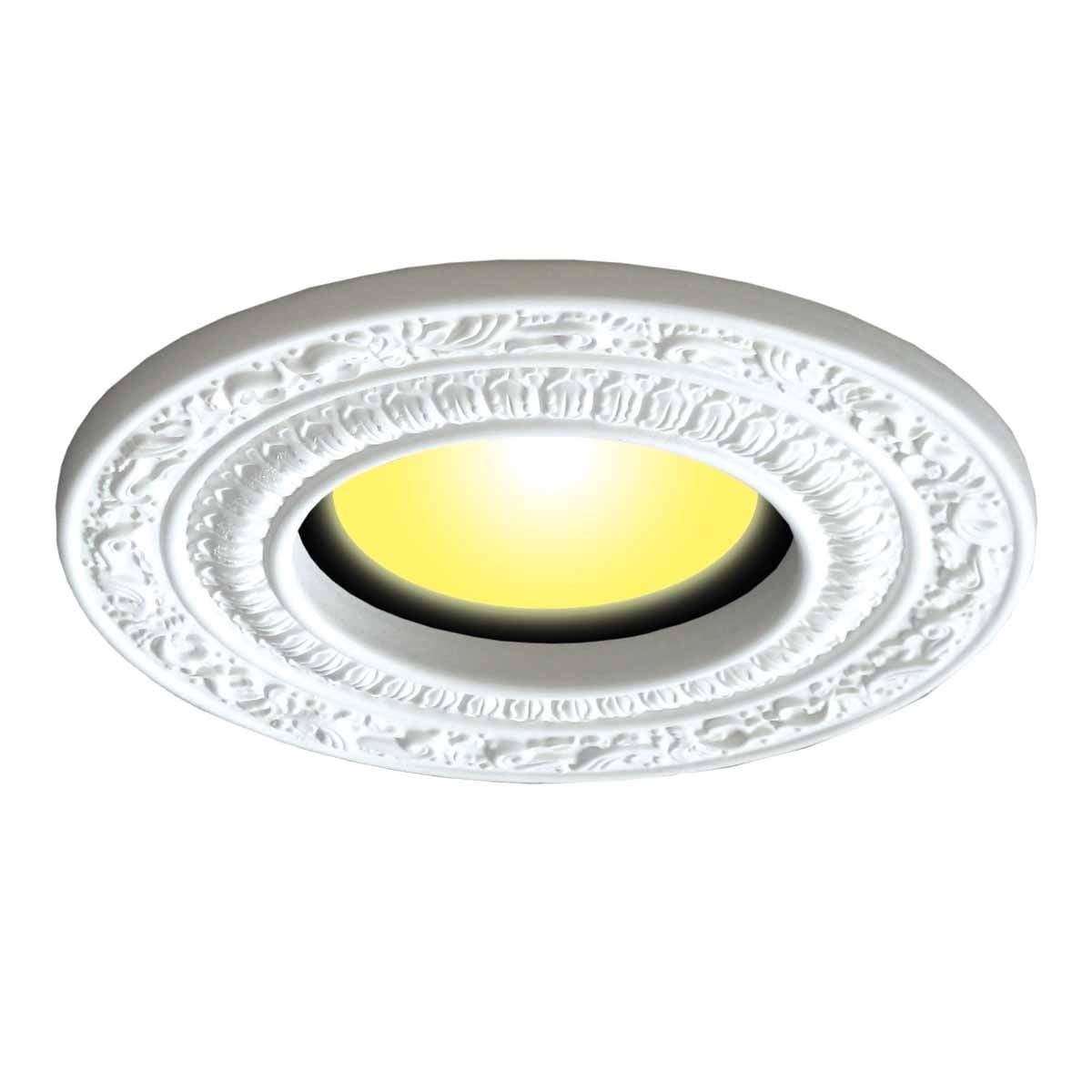 White Ceiling Medallion Urethane Recessed Trim 6" ID X 10" OD
