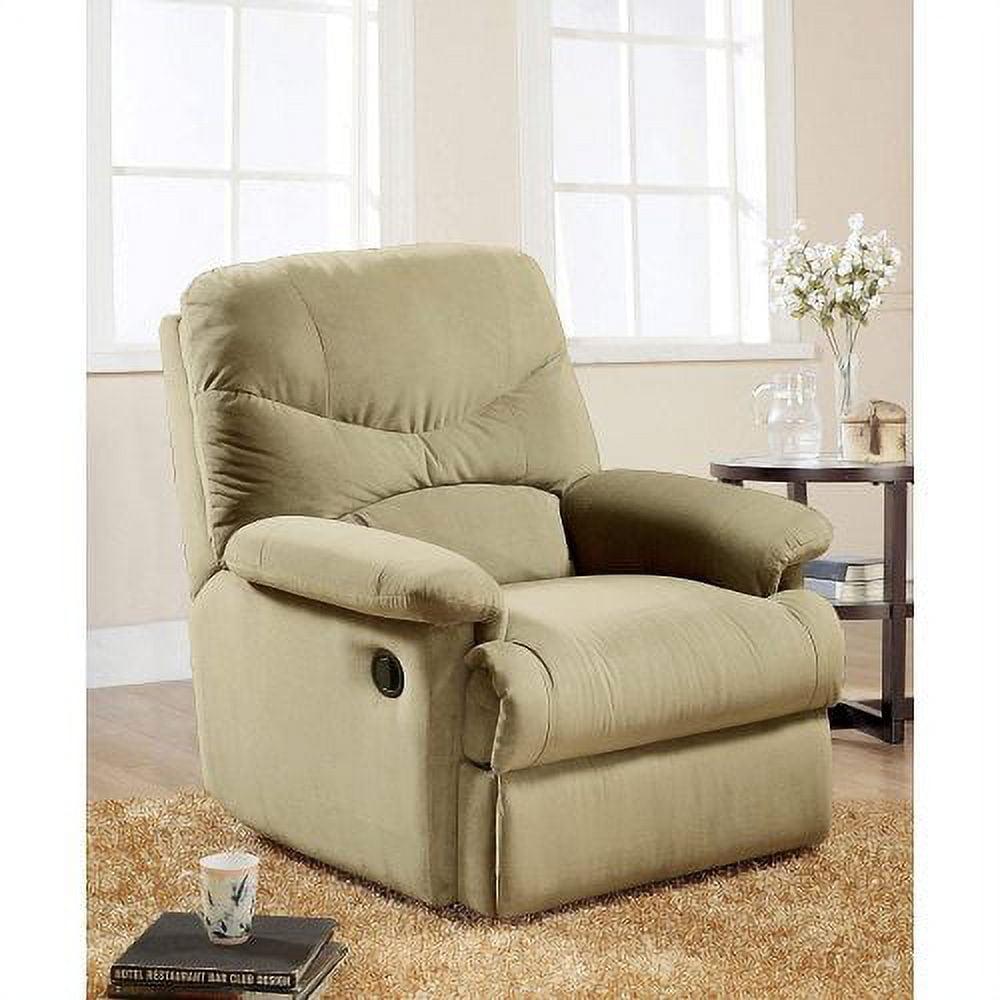 Beige Microfiber Massage Recliner with Wood Frame