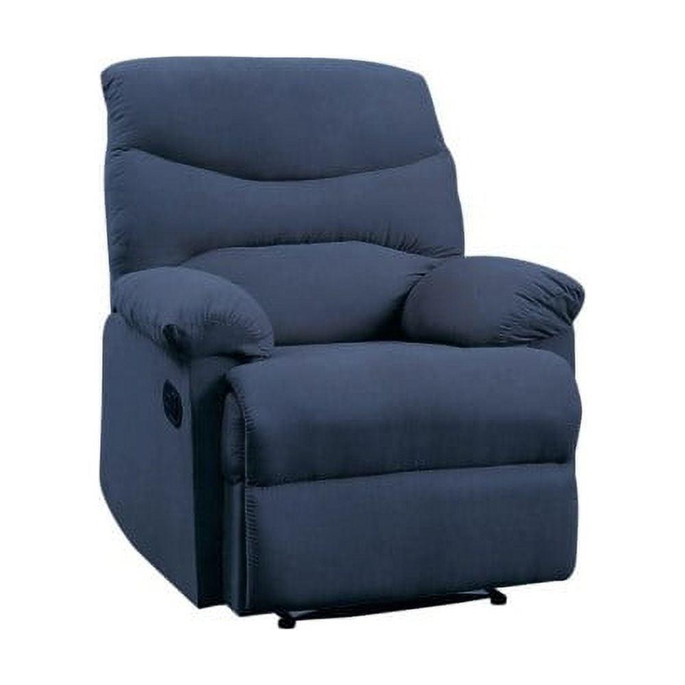 Serene Blue Microfiber Wood-Base Massage Recliner