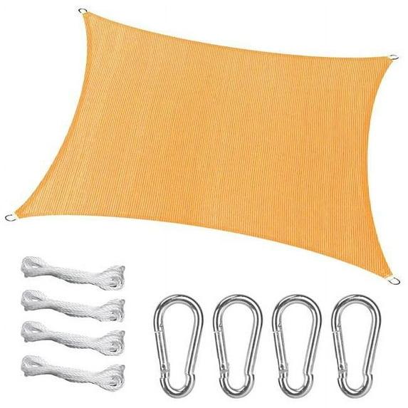 LakeForest"Rectangle Shade Sail Canopy 98% UV Block, 185GSM HDPE Awning for Outdoor Patio with Hooks & Ropes"Beige