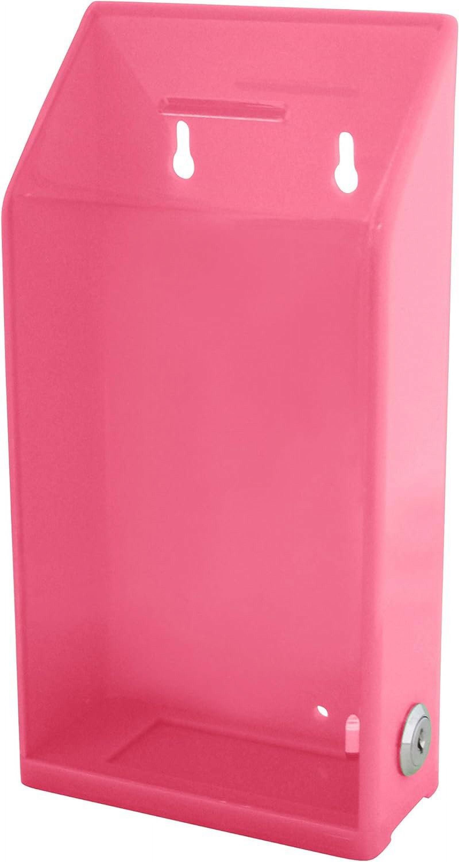 Pink Rectangular Acrylic Donation Box with Lock and Keys