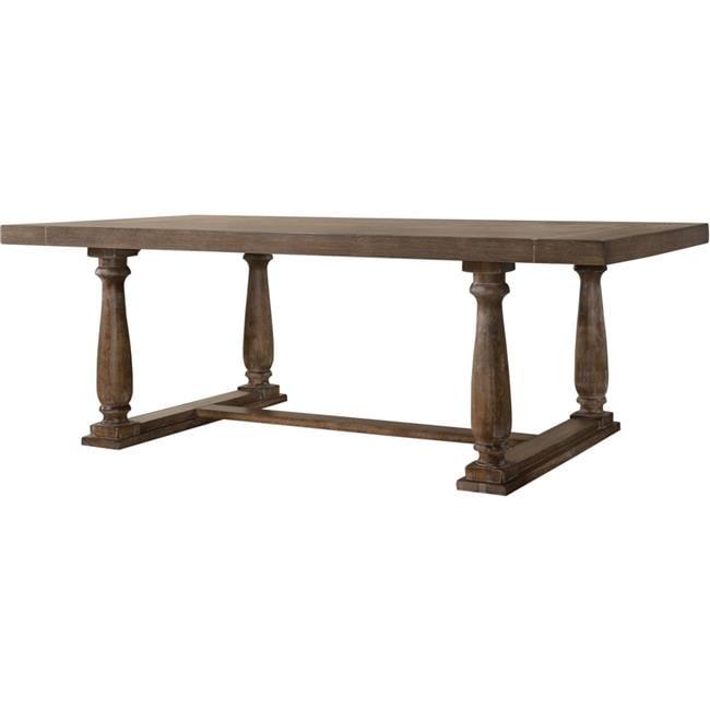 Weathered Oak Rectangular Wood Dining Table with Trestle Base