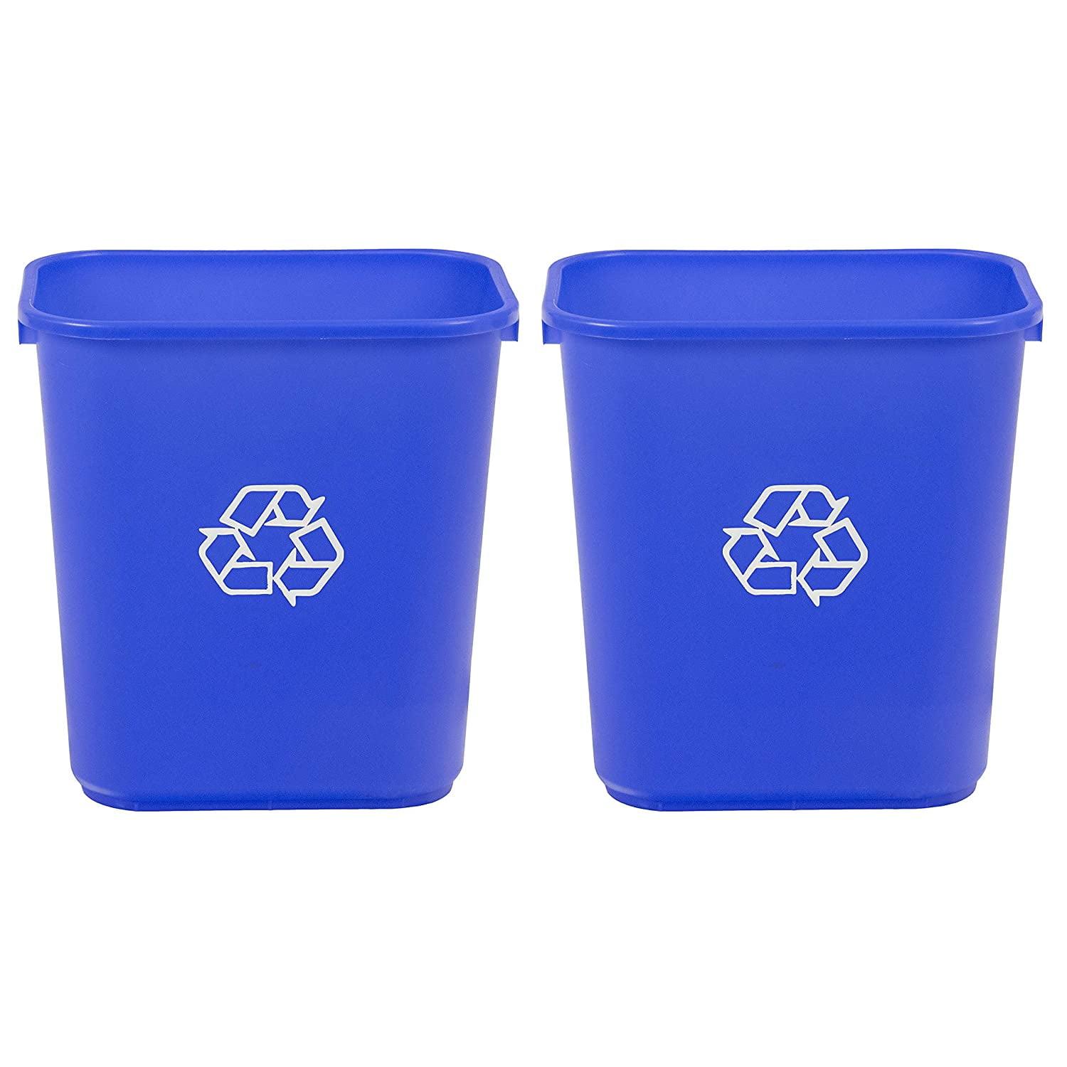 Blue Rectangular 7-Gallon Plastic Office Wastebasket 2-Pack