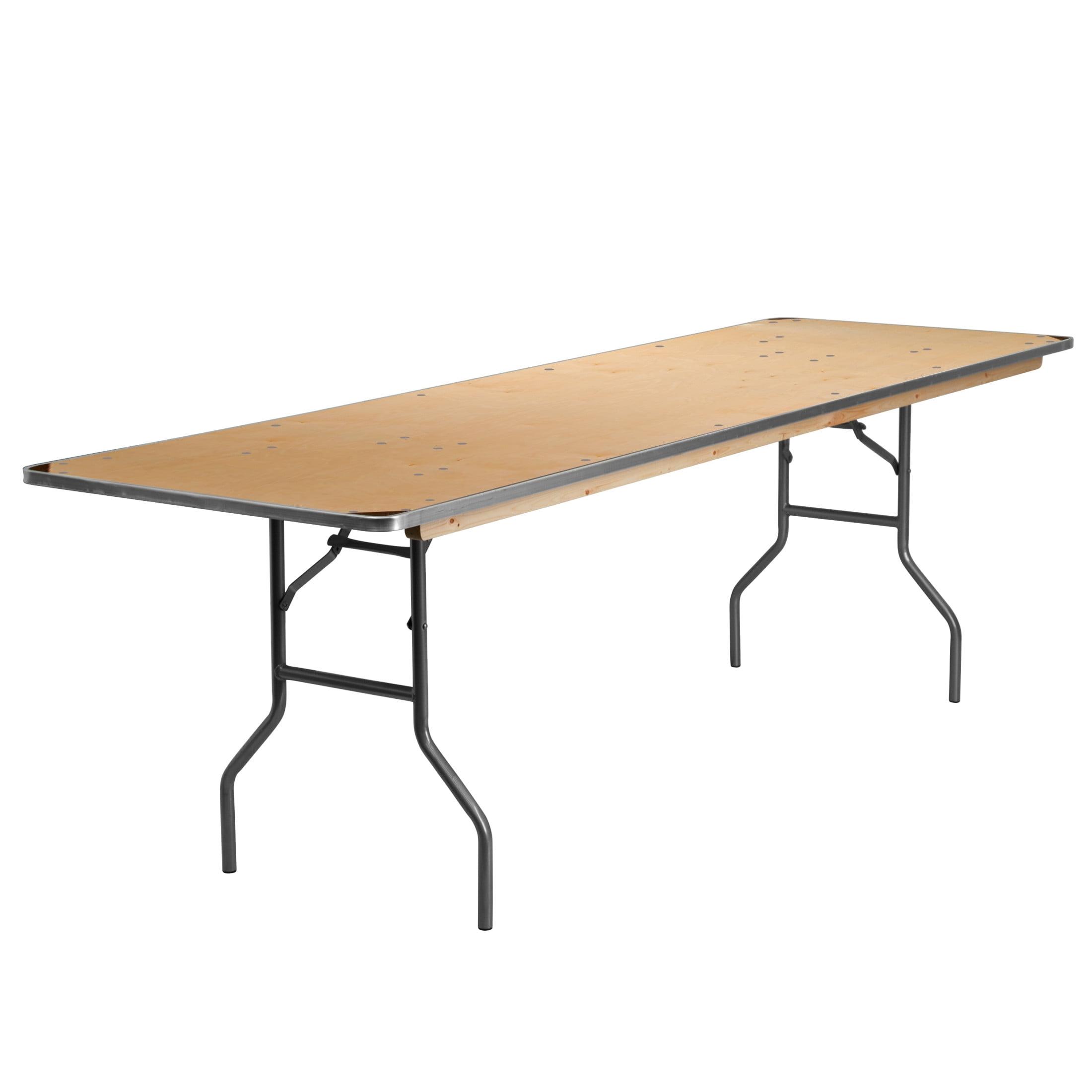 Flash Furniture Fielder 8' Rectangular All-Occasion Birchwood Folding Event Table, Natural/Silver