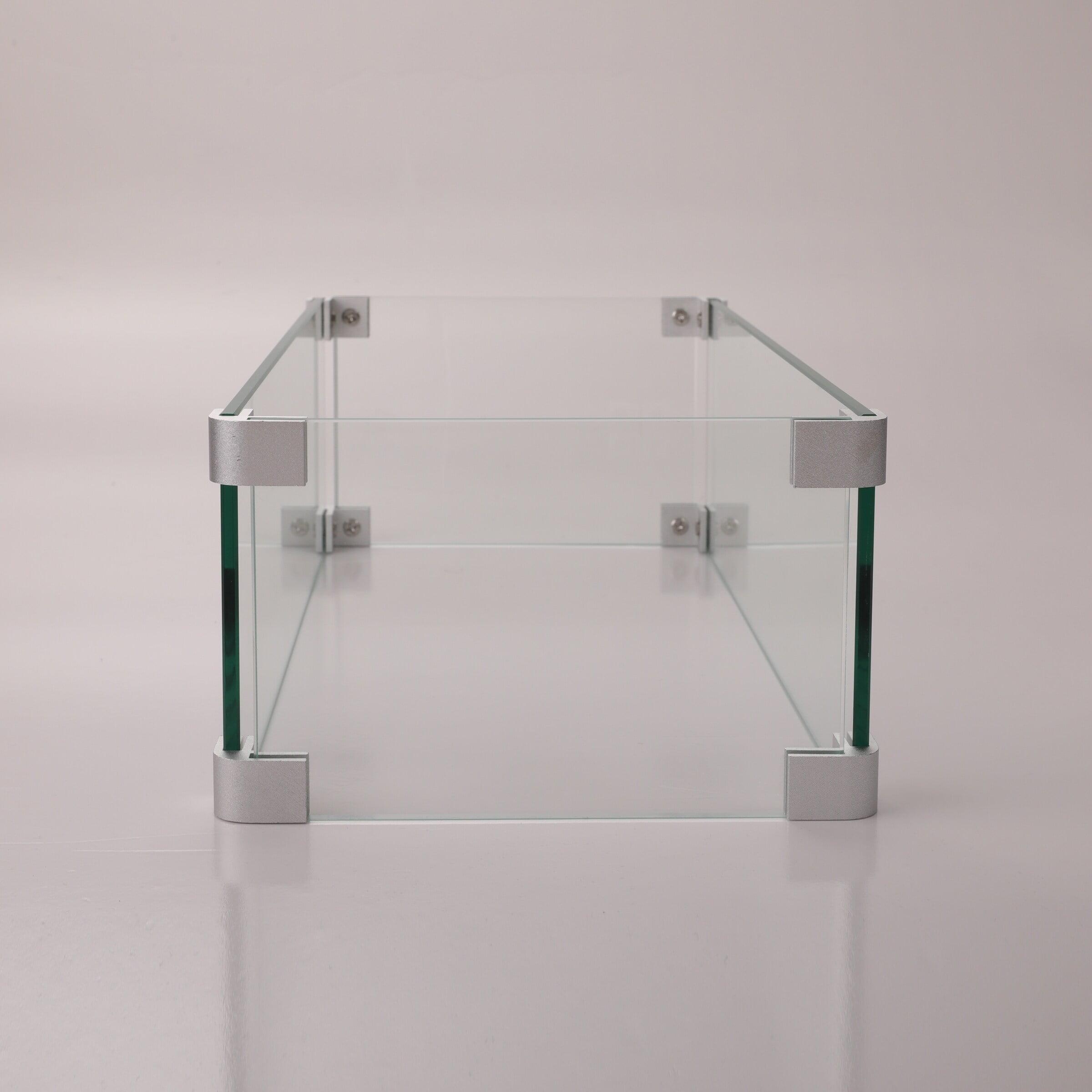 Rectangular Clear Glass Wind Guard for Fire Pit