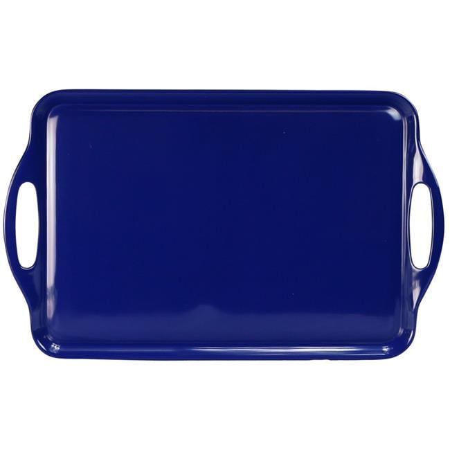 Indigo Rectangular Melamine Serving Tray with Side Handles