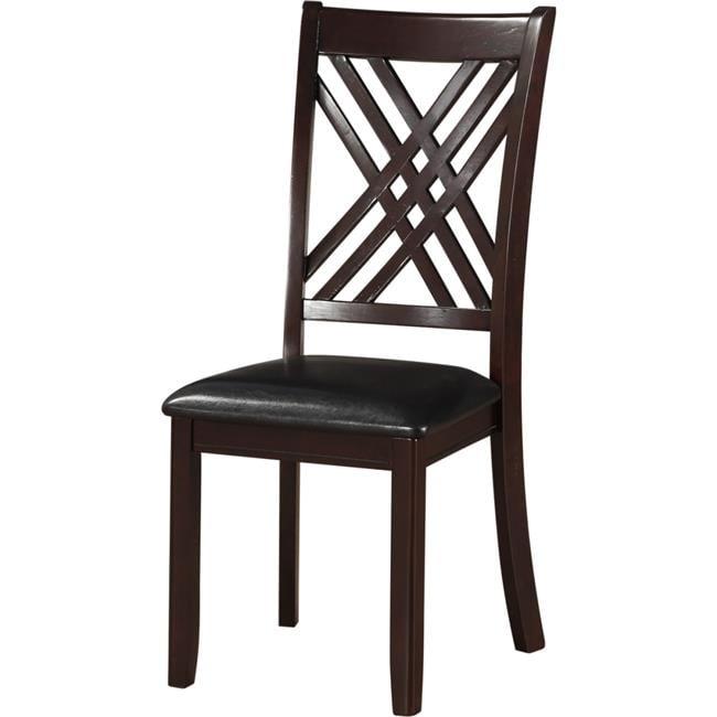 Black Faux Leather and Wood Side Chair Set