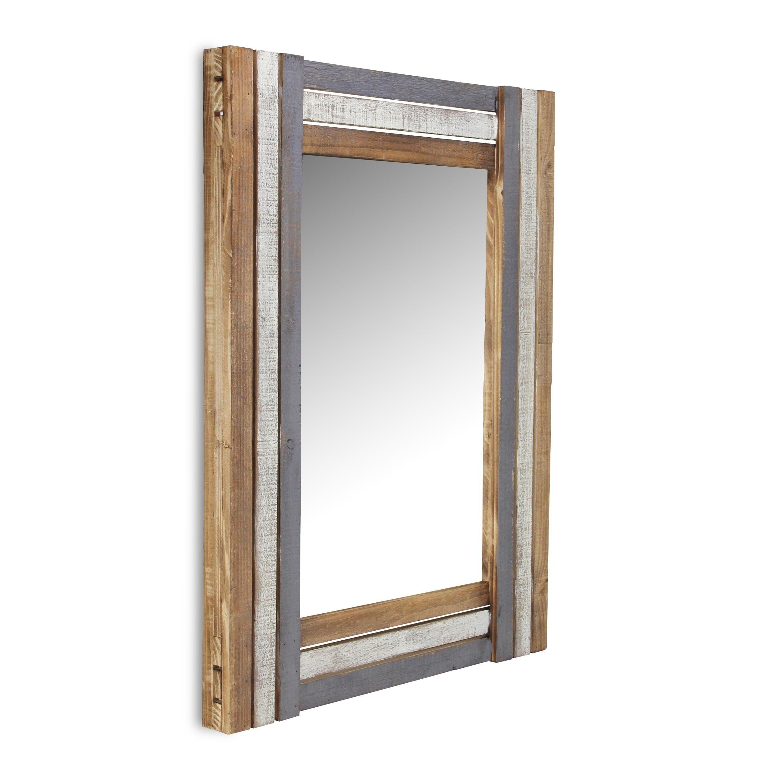 Modern Rectangular 32"x24" Multicolored Wood Framed Mirror