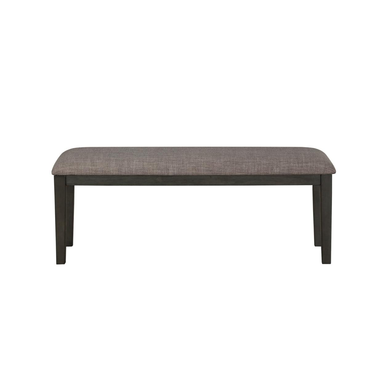 Sophisticated Gray and Beige Fabric Upholstered Wooden Bench