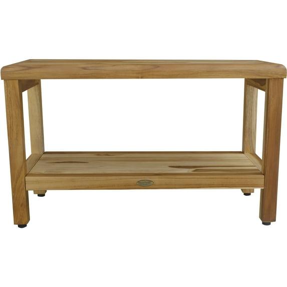 ZeaZu Rectangular Teak Shower Bench With Shelf