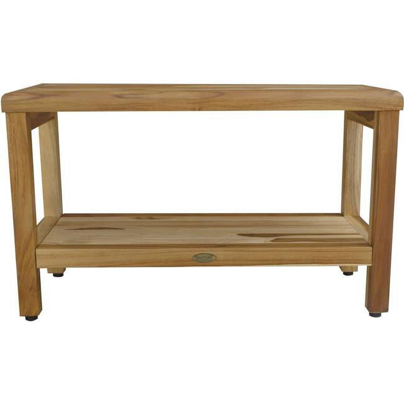 ZeaZu Rectangular Teak Shower Bench With Shelf