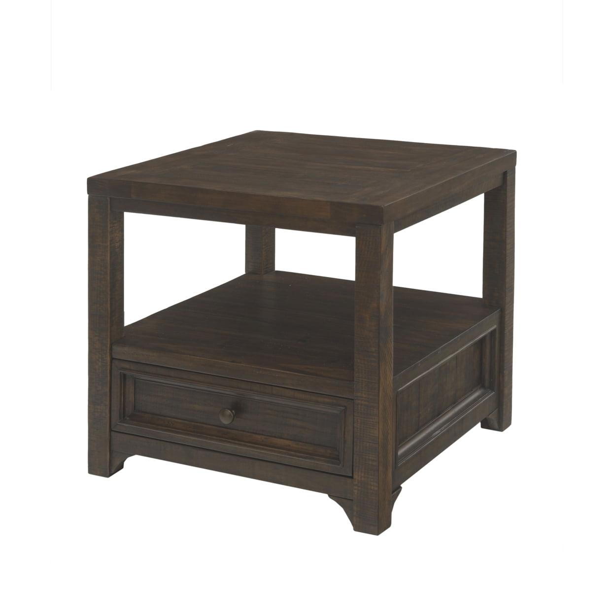 Rustic Charm Brown Wood and Metal 24" Square End Table with Storage