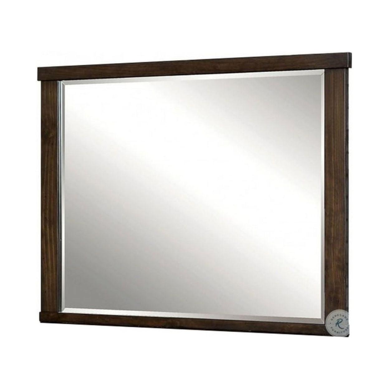 Walnut Brown Rectangular Wooden Frame Dresser Mirror