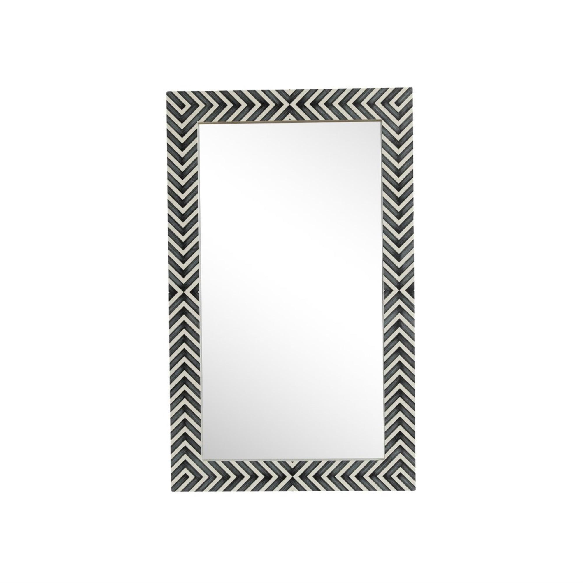 Casual Chic 36"x22" Black Chevron Striped Rectangular Wood Mirror